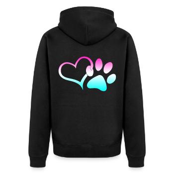 Patte de chien Arc-en-ciel Coeur coloré Sauveteur d’animaux - Veste à capuche bio Premium Unisexe - noir - Dos - Nico (187cm)
