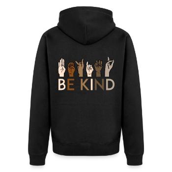 Be Kind American Sign Language ASL Teacher - Unisex Premium Organic Zip Hoodie - black - Back - Nico (187cm)