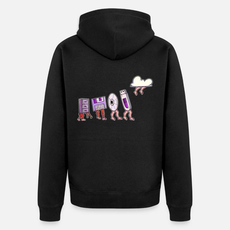 Evolution der Datenträger für Developer - Unisex Premium Bio Zip Hoodie - Schwarz