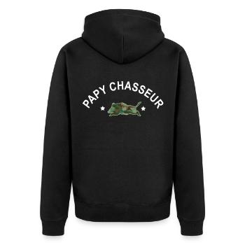 Cadeau papy chasseur chasse sanglier - Veste à capuche bio Premium Unisexe - noir - Dos - Nico (187cm)