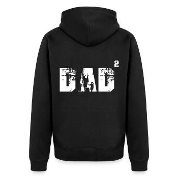 Father two children Daughter Son Funny Dad - Unisex Premium Organic Zip Hoodie - black - Back - Nico (187cm)