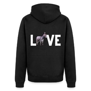 Funny donkey love farmer - Unisex Premium Organic Zip Hoodie - black - Back - Nico (187cm)