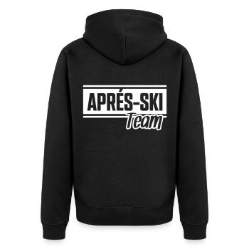 apres ski team - Unisex Premium Organic Zip Hoodie - black - Back - Nico (187cm)