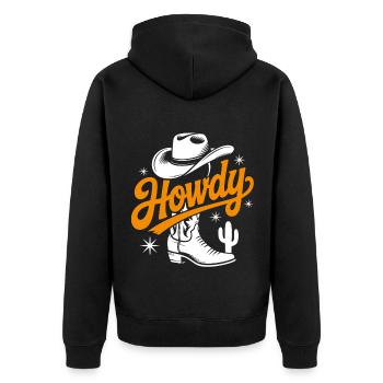 Howdy Country Dance Danse en ligne. Stetson et bottes - Veste à capuche bio Premium Unisexe - noir - Dos - Nico (187cm)