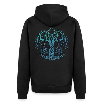 Yggdrasil Welt Baum des Lebens Wikinger nordische - Unisex Premium Bio Zip Hoodie - Schwarz - Hinten - Nico (187cm)
