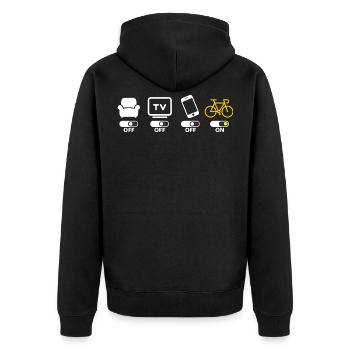 Radfahren Radfahren Radfahren Humor - Unisex Premium Bio Zip Hoodie - Schwarz - Hinten - Nico (187cm)