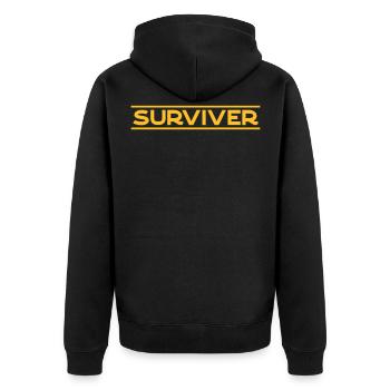 Surviver - Unisex Premium Organic Zip Hoodie - black - Back - Nico (187cm)