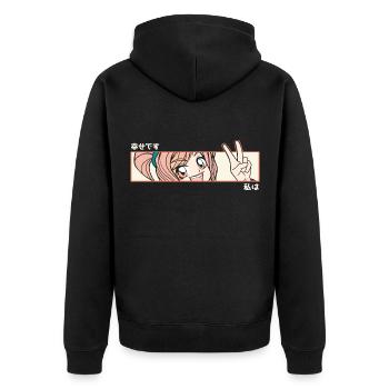 Heureux anime fille Otaku adolescent japonais manga - Veste à capuche bio Premium Unisexe - noir - Dos - Nico (187cm)