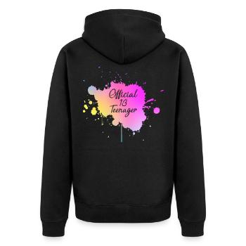 13e anniversaire de l’ado officiel Aquarelle - Veste à capuche bio Premium Unisexe - noir - Dos - Nico (187cm)