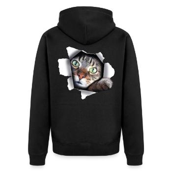 Katzendame Süße Kätzchen Katze Pfote zerrissen - Unisex Premium Bio Zip Hoodie - Schwarz - Hinten - Nico (187cm)