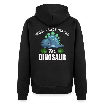 Dinosaur Brother Quote Funny Dino Sister - Unisex Premium Organic Zip Hoodie - black - Back - Nico (187cm)