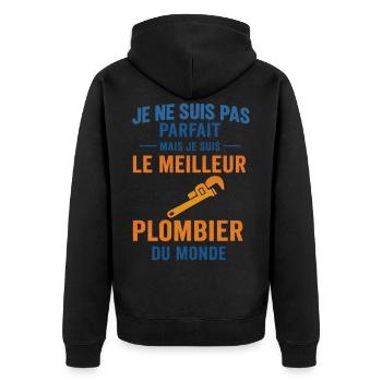 Le meilleur plombier du monde - Veste à capuche bio Premium Unisexe - noir - Dos - Nico (187cm)