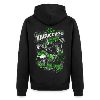 Motocross - Unisex Premium Bio Zip Hoodie - Schwarz - Hinten - Nico (187cm)