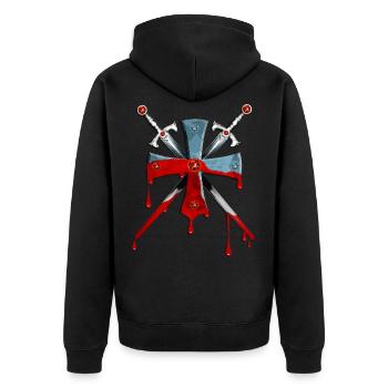 Ritter Kreuz / Kreuzritter / Schwerter - Unisex Premium Bio Zip Hoodie - Schwarz - Hinten - Nico (187cm)