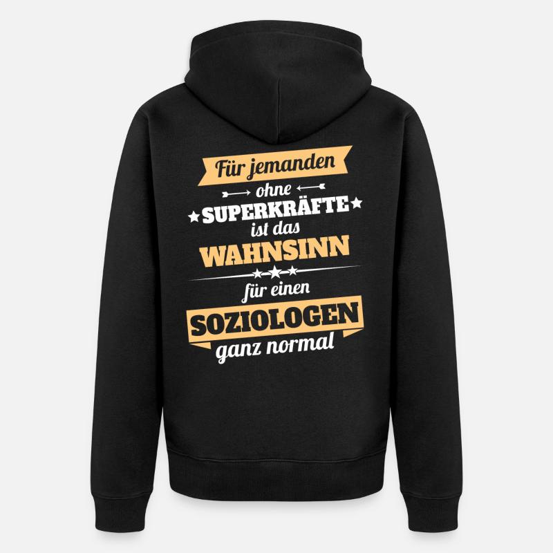 Soziologe Held - Unisex Premium Bio Zip Hoodie - Schwarz