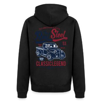 VINTAGE PICKUP - Vintage Design Rétro Truck shirt - Veste à capuche bio Premium Unisexe - noir - Dos - Nico (187cm)