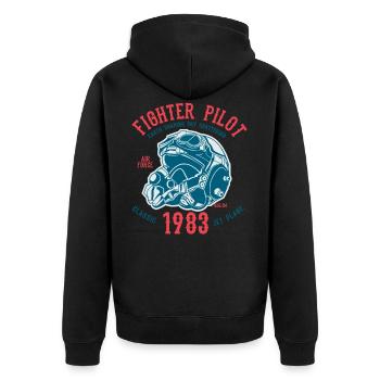 CLASSIC JET PLANE - pilotes de jet de combat shirt design - Veste à capuche bio Premium Unisexe - noir - Dos - Nico (187cm)
