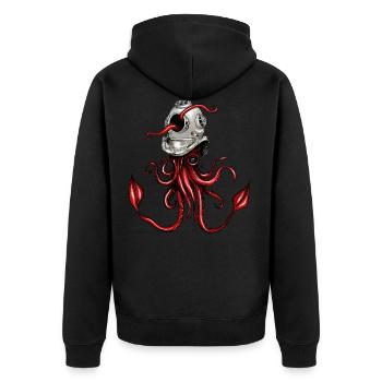 Tintenfisch mit Taucherhelm - Unisex Premium Bio Zip Hoodie - Schwarz - Hinten - Nico (187cm)