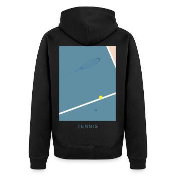 Tennis Art - Unisex Premium Bio Zip Hoodie - Schwarz - Hinten - Nico (187cm)