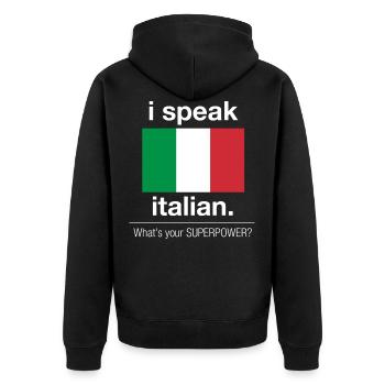 Je parle italien - Veste à capuche bio Premium Unisexe - noir - Dos - Nico (187cm)