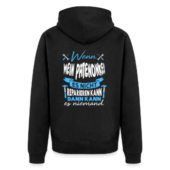 Wenn MEIN PATENONKEL es nicht reparieren kann - Unisex Premium Bio Zip Hoodie - Schwarz - Hinten - Nico (187cm)
