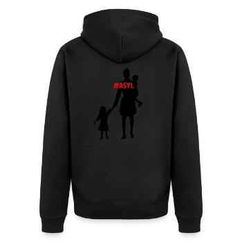 , Refugees welcome - Veste à capuche bio Premium Unisexe - noir - Dos - Nico (187cm)