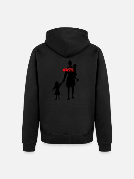 , Refugees welcome - Unisex Premium Organic Zip Hoodie - black