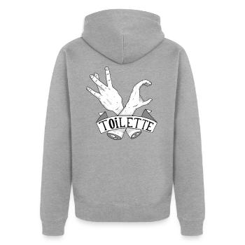 Übersetzung Ungefähre # 3 - Unisex Premium Bio Zip Hoodie - Grau meliert - Hinten - Nico (187cm)
