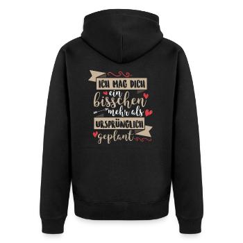 Ich mag dich ein bisschen mehr als geplant - Unisex Premium Bio Zip Hoodie - Schwarz - Hinten - Nico (187cm)