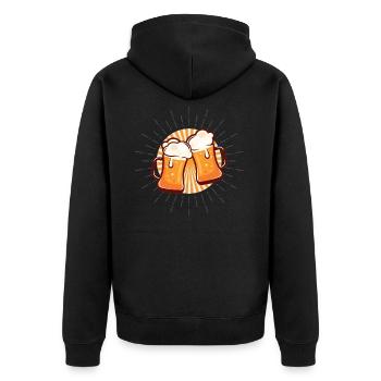 Coole Bier Shirts - Beer is my life - Biertrinker - Unisex Premium Bio Zip Hoodie - Schwarz - Hinten - Nico (187cm)