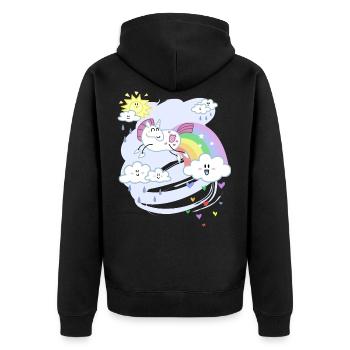 Love The Makar - Martha, the cordial unicorn - Unisex Premium Organic Zip Hoodie - black - Back - Nico (187cm)