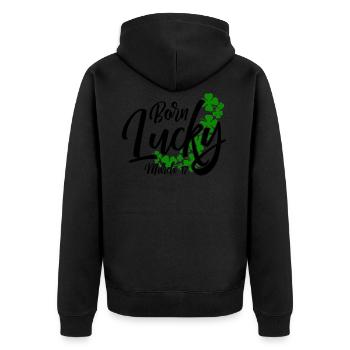 Born Lucky On Saint Patrick’s Day March 17th - Veste à capuche bio Premium Unisexe - noir - Dos - Nico (187cm)