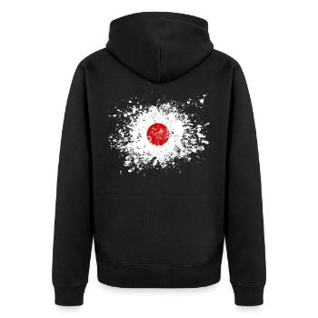 japan splash - Unisex Premium Bio Zip Hoodie - Schwarz - Hinten - Nico (187cm)