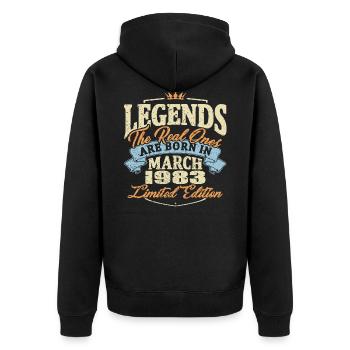Real legends are born in march 1983 - Unisex Premium Organic Zip Hoodie - black - Back - Nico (187cm)