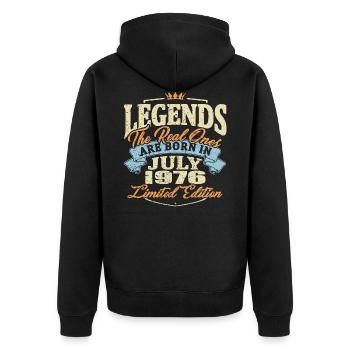 Echte Legenden werden im Juli 1976 geboren - Unisex Premium Bio Zip Hoodie - Schwarz - Hinten - Nico (187cm)