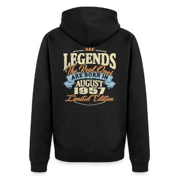 Real legends are born in august 1957 - Unisex Premium Organic Zip Hoodie - black - Back - Nico (187cm)