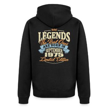 Real legends are born in september 1975 - Unisex Premium Organic Zip Hoodie - black - Back - Nico (187cm)