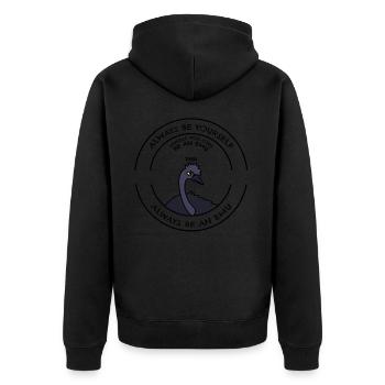 Emu - Unisex Premium Bio Zip Hoodie - Schwarz - Hinten - Nico (187cm)