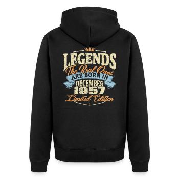Real legends are born in december 1957 - Unisex Premium Organic Zip Hoodie - black - Back - Nico (187cm)