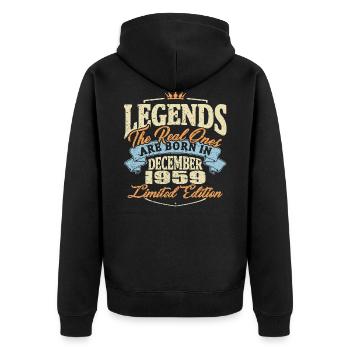 Real legends are born in december 1959 - Unisex Premium Organic Zip Hoodie - black - Back - Nico (187cm)