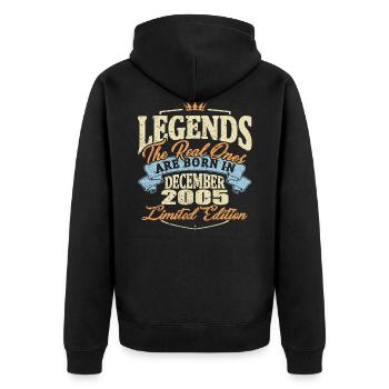 Echte Legenden werden im Dezember 2005 geboren - Unisex Premium Bio Zip Hoodie - Schwarz - Hinten - Nico (187cm)