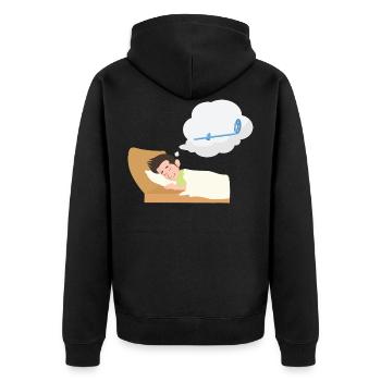 Schatzjäger träumt nachts von Metalldetektor - Unisex Premium Bio Zip Hoodie - Schwarz - Hinten - Nico (187cm)