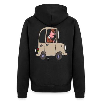Caricature de conducteur de voiture - Veste à capuche bio Premium Unisexe - noir - Dos - Nico (187cm)