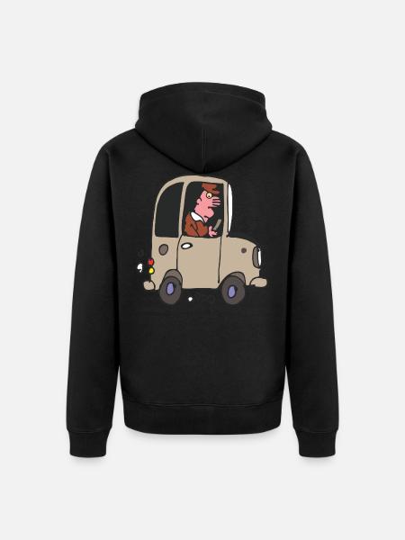 Car driver cartoon - Unisex Premium Organic Zip Hoodie - black