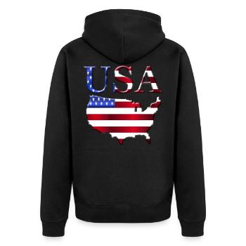 États-Unis - Veste à capuche bio Premium Unisexe - noir - Dos - Nico (187cm)
