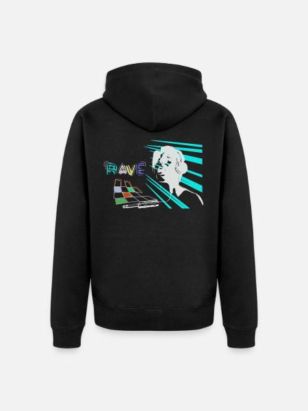 rave - Unisex Premium Organic Zip Hoodie - black
