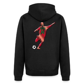 Marokko - Unisex Premium Bio Zip Hoodie - Schwarz - Hinten - Nico (187cm)