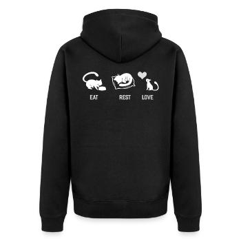 Eat rest love - Unisex Premium Organic Zip Hoodie - black - Back - Nico (187cm)