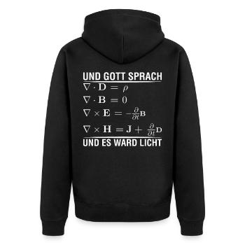 Dieu parla, et la lumière devint! Mathématiques Université - Veste à capuche bio Premium Unisexe - noir - Dos - Nico (187cm)