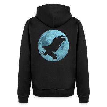 Eagle full moon - Unisex Premium Organic Zip Hoodie - black - Back - Nico (187cm)